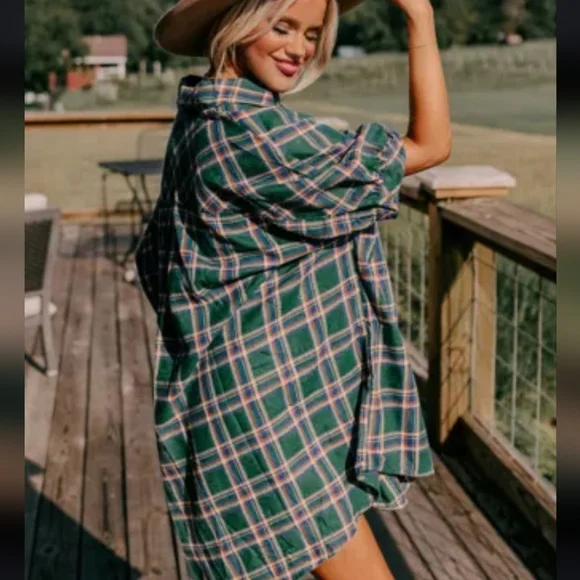 New Oversized plaid tunic shirt - Picture 5 of 17